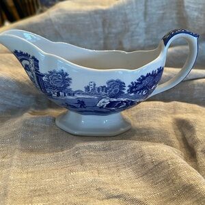 Spode Italian gravy boat blue and white transferware